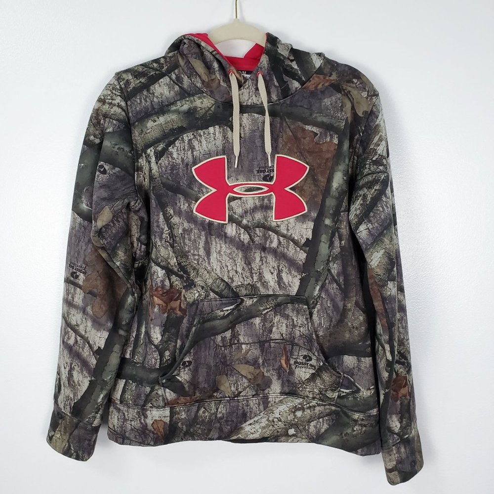 Under Armour Camo Hoodie Womens Medium Cold Gear Loose Fit Hooded Sweater